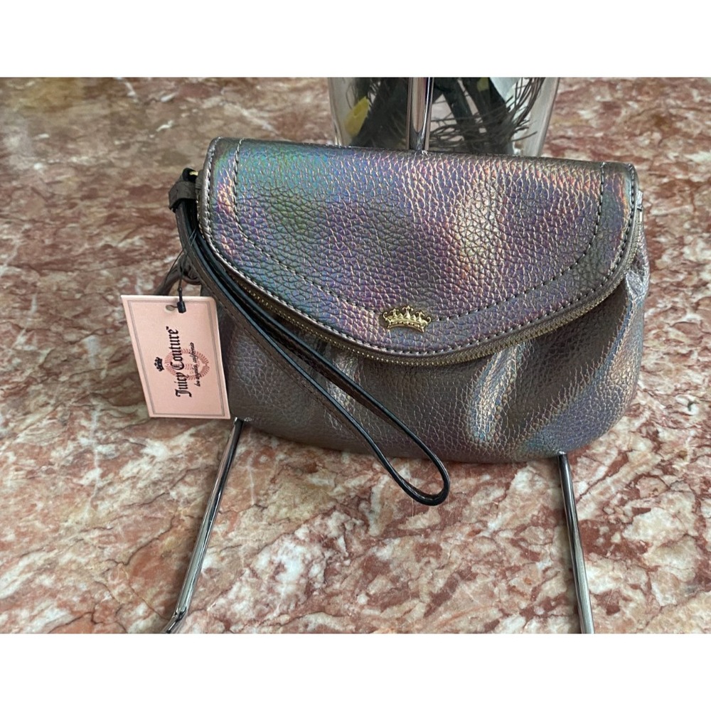 NWT Juicy Couture Pewter Rainbow Traveler Organizer Wristlet Clutch Bag